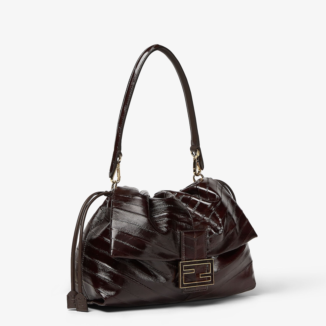 FENDI Mamma Baguette Large Brown inlaid hagfish leather bag - Image 2